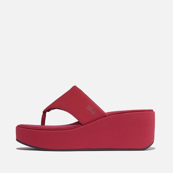 Fitflop Platforms Wedge Toe-Post Sandals In Burnt Berry