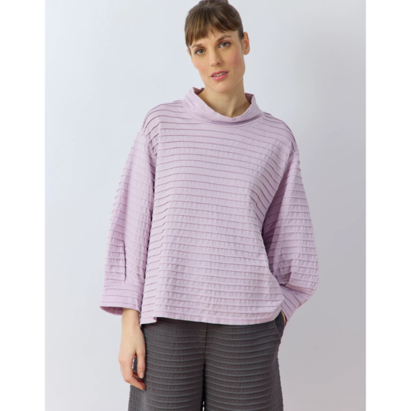 Yacco Maricard Cotton Jersey Blouse Sleeve Top In Lilac