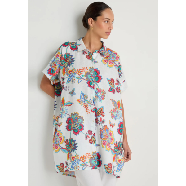 Sahara Botanical Floral  Linen Long Shirt