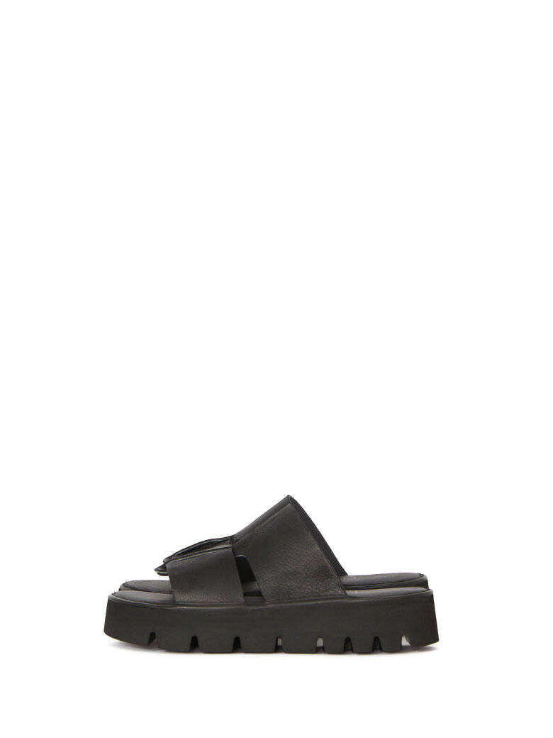 Lofina Gas Black Leather Slider Sandals - Image 3
